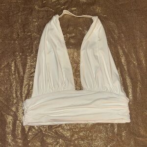 Princess Polly White Halter Crop Top